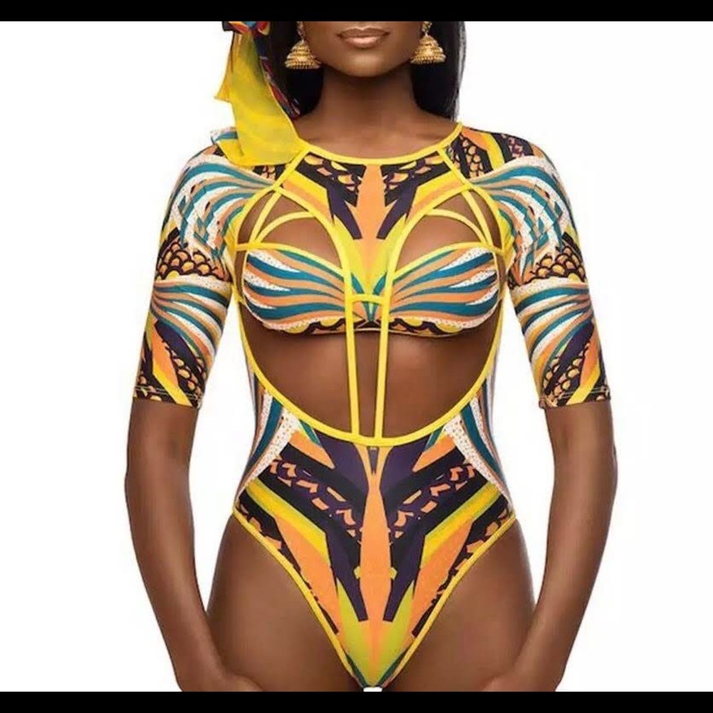 Tribal print one piece swimsuit